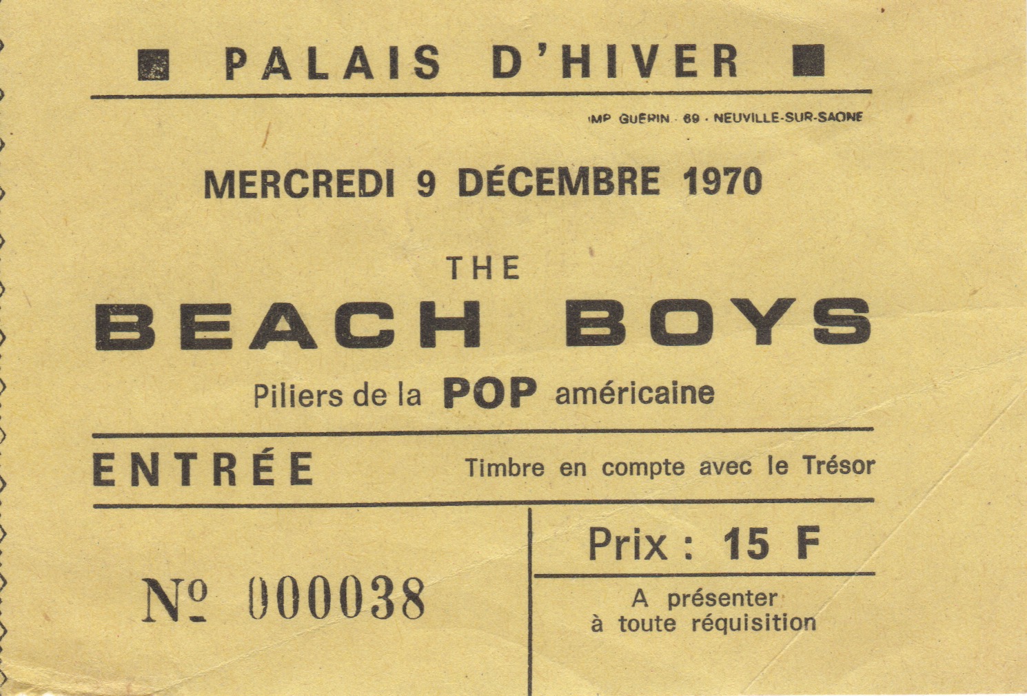 Billet de concert Lyon 1970