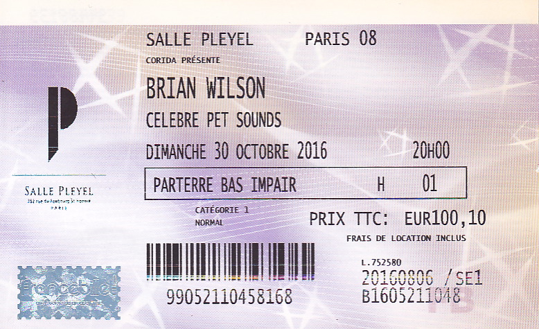Billet de concert Salle Pleyel 2016