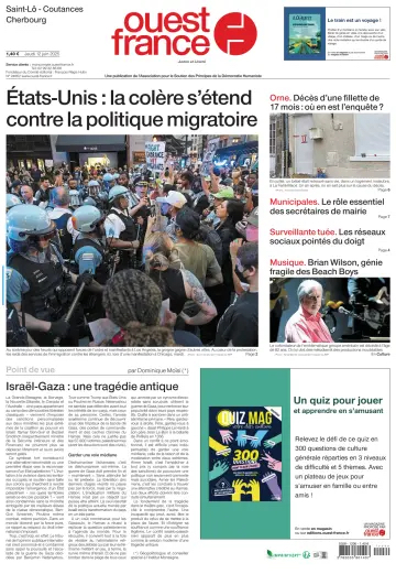Couverture quotidien Ouest-France du 12 juin 2025